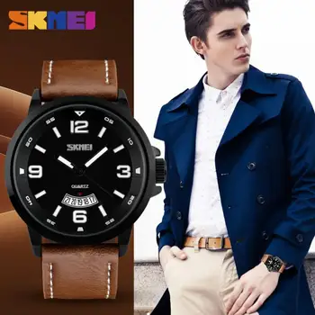 SKMEI Business muške Watches 2019 Top Brand Luxury Men watch kvarc vodootporan sat muške kožne muške sat Relogio Masculino