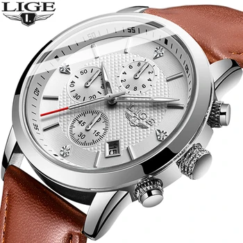 2020 LIGE top novi casual moda muškarci kvarcni satovi luksuzni vojne Kožni remen muški kronograf sat Relogio Masculino