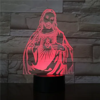 3D lampa križ Isus je Biblija noćno svjetlo akrilna ploča zaslon osjetljiv na home dekor odmor darove za dečka