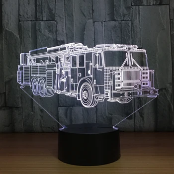 3D vatrogasna simulacija lampe za 7 boja promjena vatrogasna vozila noćno svjetlo USB sna lampa spavaća soba dekor djeca dar