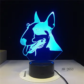 Creative Kids Baby Poklon 3D Iluzije Pet Dog Lamp Bull Terijer LED Night Light Creative Decorative Table Lamp Drop Ship AW-2653