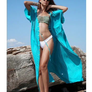 Riseado Bijela Парео Plaža Tunica Pola Vrećice Bikini Cover Ups Zavezan Long Beach Haljina I Kupaćih Kostima 2021 Seksi Ljetni Kostim Žene