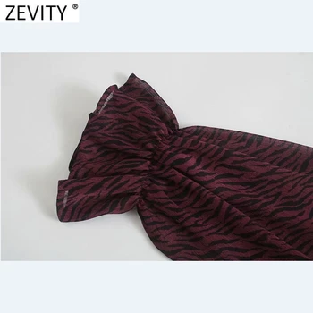Zevity New Women Sexy Perspective Animal Uzorak Print elastično плиссированное mini haljinu Ladies Puff Sleeve Casual Slim Vestido DS4639