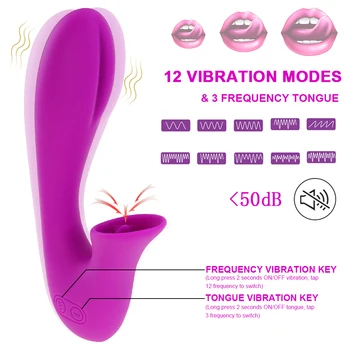 Silikonski vibrator za žene snažan G spot dildo vibrator lizanje jezika štapić s 12 načina za odrasle igračke zadovoljstvo masaža alat
