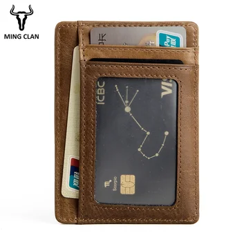 MingClan prirodna koža unisex визитница novčanik Banka Kreditna kartica za slučaj ID držači ženski novčanik držač kartice Porte Carte