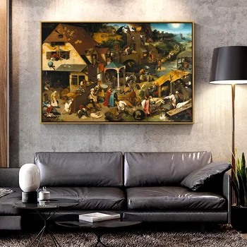 Artcozy Peter Брейгель Nizozemski poslovice platnu ulje na platnu za uređenje doma zid umjetnosti platnu ispis slika s javnošću