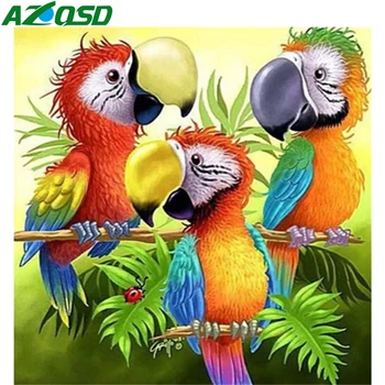 AZQSD 5D Dijamant vez papagaj Dijamant slikarstvo životinja križićima potpuni kvadrat bušilice slika rhinestones ručne poklon