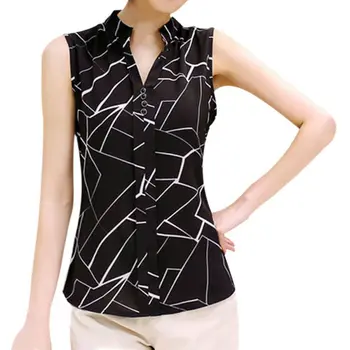 EFINNY ljeto žene vrhovima svakodnevni vrećice V-neck, ženska moda bluza košulja šifon ispis bluze dame Blusas