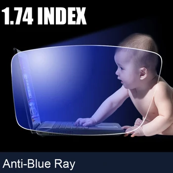 1.74 indeks Anti-Blue Ray recept optički naočale naočale leće Rx-able leće besplatna montaža sa okviri bodova