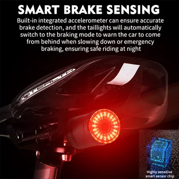 Zapad biciklizam Smart LED bicikl dugo svjetlo USB-punjive Auto Start / Stop vodootporan bicikl kočnice istraživanja upozorenje svjetlo