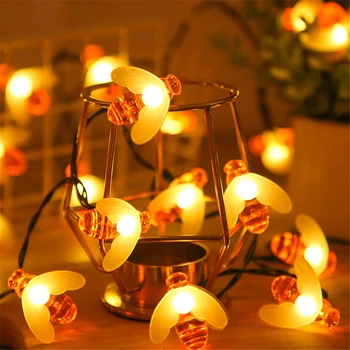 Baterijski Bee obliku srca LED String Light slatka med 10/20/30 / 40leds odmor Vila lampe za božićni domjenak broj dvorište dekor