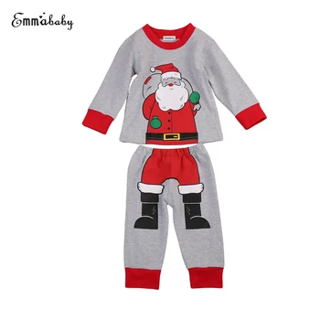 Emmababy pamuk dijete djeca dječaci Božić odjeća Djed Mraz tiskanih pidžama pidžama Dob 0-6лет