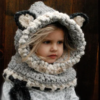 Zimske životinje pletene kape dječji djeca Lisica tople vunene kape Coif kapa, šal kape dječaci djevojčice Prekrasan crtić životinja kape накидка poklopac za 1-7Т
