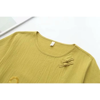 Plus veličina XL-3XL žene cvjetni vezene košulje stare slobodne košulje ljetne majice