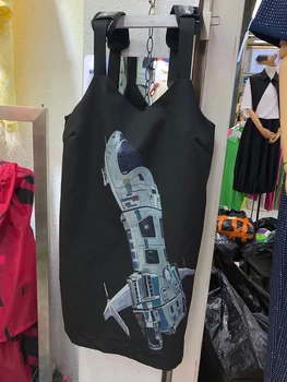 Random besplatne tiskane svemirski brod predložak široki remen za ljetne ženske naramenice seksi haljina 2020New dame ljetna haljina Bing