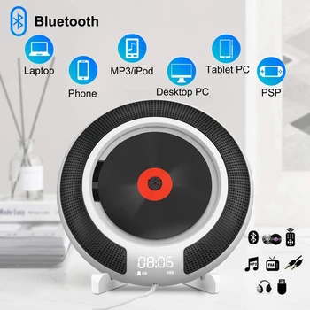 Top prijenosni CD-player, Bluetooth zid FM radio ugrađen HiFi zvučnici s daljinskim upravljačem priključak za slušalice