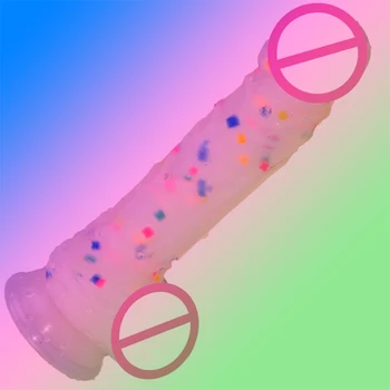 Rainbow čestica jelly dildo strapon dildo sisanje čaša za žene Dick realan seks-igračke za žene lezbijke masturbacija
