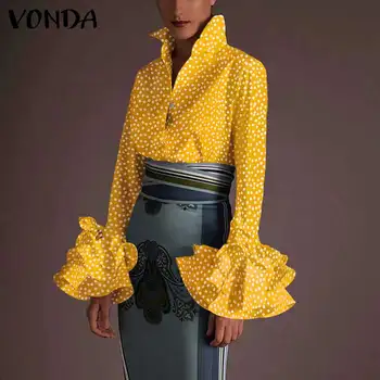 Ženske bluze 2021 Vintage cvjetni tiskane majice dugih rukava svakodnevni gumb elegantne dame pa party vrhovima VONDA češka Blusas
