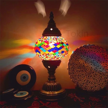 Novi stil turska mozaik lampe vintage art deco ručni rad lamparas de mesa staklo romantično noćno svjetlo lamparas con mosaicos