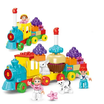 Duploed voće životinja rođendansku tortu DiY vlak građevinski blokovi i cigle igračke za djecu kompatibilnost rođenja djecu božićne darove