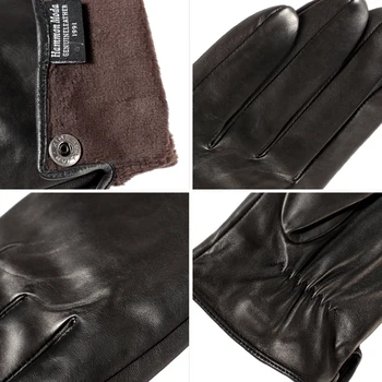 Nove zimske crne muške kožne rukavice, Rukavice od janjeće kože muške zimske, jednostavne muške kožne rukavice, kvalitetne muške rukavice - 731
