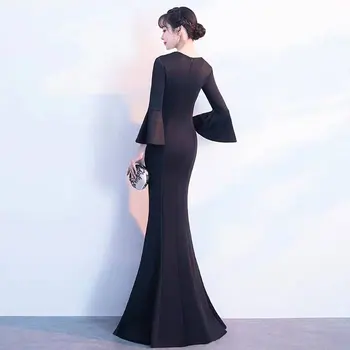 Cijev 3/4 rukavima, crni elegantni sirena vestidos de fiesta de noche maturalne haljine robe de soiree 2020 novi