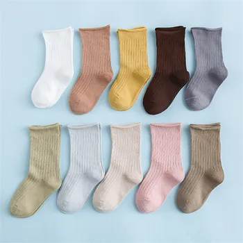 5 parova/lot 1-12 godina proljeće i jesen Dječje čarape Djecu i djevojke pamuk kratka čarapa novorođenče s rebrastim jednobojnu dječaka čarape