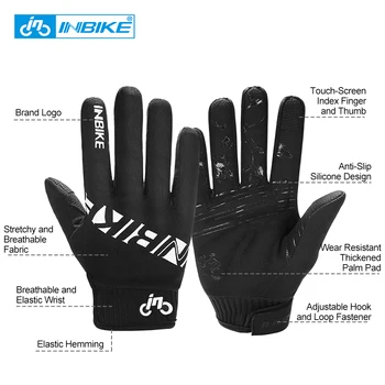 INBIKE Full Finger MTB rukavice za zaslon osjetljiv na dodir Biciklističke rukavice protiv klizanja Biciklističke rukavice za muškarce žene Sport bicikl MTB bicikl rukavica