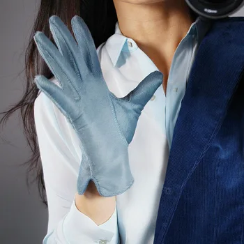 2020 nova moda krzna rukavice prirodna koža plava zglob kratke 22 cm štavljena goveđa koža kratka kosa goveda svilenkasta ženske rukavice WZP25