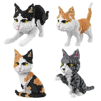 1300pcs + Balody Micro Diamond Building Blocks Pet Cat Animal Model Assembly Bricks For Children Christmas Gifts Adult Collection