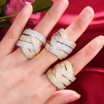 GODKI 2021 modni crossover veliki podebljano izjavu prsten za žene kubni Cirkon prst prsten perle Šarm prsten boem plaža nakit