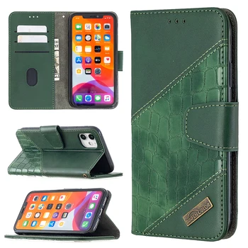 Сращивание Krokodil flip kožni novčanik torbica za iPhone 12 Pro Max 11 Pro SE 2020 10 X 6 6s 7 8 Plus XS XR Max Book Phone Case Capa