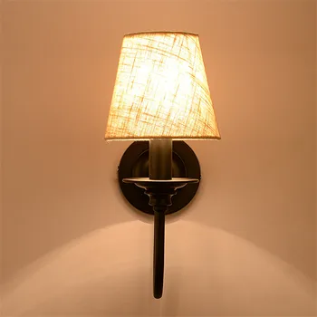 Starinski američki stil tkanina abažur Iron zidna svjetiljka spavaća soba kabinet potkrovlje Sytle svijeća zidne lampe лестничный lampa za dom rasvjeta