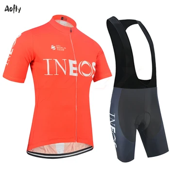 2020 INEOS Biciklizam odjeća set kratkih rukava Dres i startni kratke hlače kit ljeto muški bicikl odjeća MTB Ropa Ciclismo odjeća narančasta