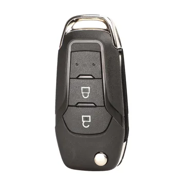 Jingyuqin Flip Remote Car Key Shell Case for Ford Focus, Fusion MK MK7 Explorer Ranger Uncut HU101 Key Blade 2/3/4 Button