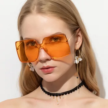 Ogroman trg sunčane naočale rimless žene 2020 luksuzni brand modne nijanse prozirne leće cjelovite muški muški ženski naočale Gafas