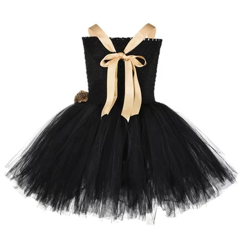 Crno zlato Lol haljina-iznenađenje za djevojčice Halloween kostime djeca rođendan djevojka Tutu, haljine sa zlatnim veliki luk povez za glavu odijevanje