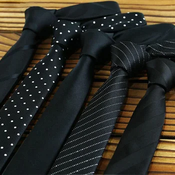 GUSLESON Ag Sale 5cm gospodo uske kravate crni poliester, svila, baca traka točke jacquard uska kravata kravata stranka