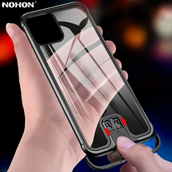 NOHON New Push-pull Phone Case Cover za iPhone 11 Pro Max XS XR X 7 8 Plus kaljeno staklo metalni okvir sjedalo za telefone stražnje korice