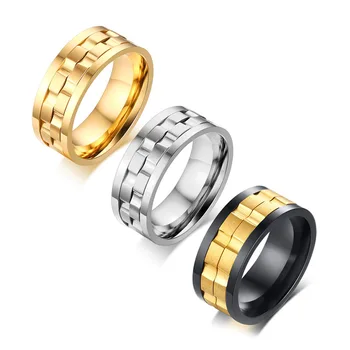 Hot prodaja ornament 9 mm okretni prsten muški титановое čelična prsten