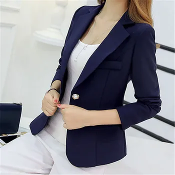 Blazer žene korejski kratke tanke blazers kaput 2019 Novo proljeće ured Dama crni dugi rukav jedan gumb sportska jakna jakna Feminina JD28