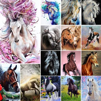 5D DIY Diamond Painting Horse Cross Stitch Kit Full Drill Square Embroidery Mosaic Animal Picture With Rhinestones Home Decor