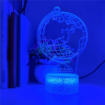7 Boja noćno svjetlo kreativni globus je 3D hologram uređenje spavaće sobe LED Led USB lampe za rođendanski poklon Bluetooth slušalica