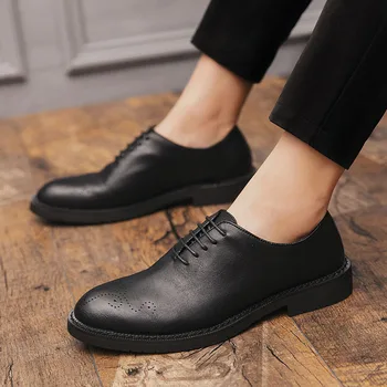 Oxfords Muške cipele haljina poslovne večernja haljina Muške cipele čipke tenisica, casual visoke kvalitete muškarci gruba cipela pravi koža cipele s5