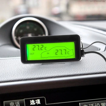 Mini-plavi LCD digitalni auto-LCD zaslon unutarnji vanjski termometar 12V vozila 1.5 m kabel za senzor