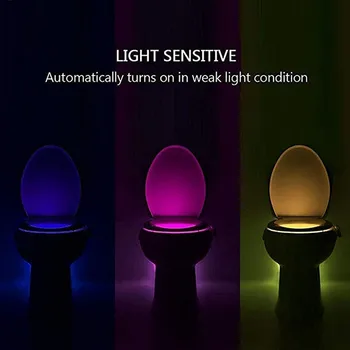 Pametan wc kupatilo noćno svjetlo gadget USB punjenje senzor pokreta aktivira led žarulja 8-boja wc vodootporne svjetla