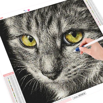 HUACAN puni kvadratnom Dijamant vez 5D Mačka DIY okrugli dijamant umjetničkih slika životinja mozaik uređenje doma