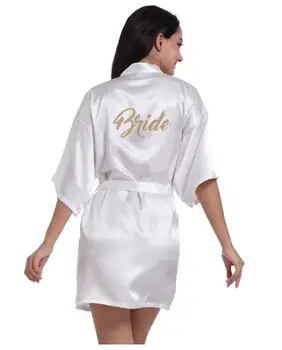 RB91 2017 Fashion Silk Bride of Mother Robe with Gold Letter Seksi Žene Short Satin Wedding Kimono odjeća za spavanje Get Ready Robes