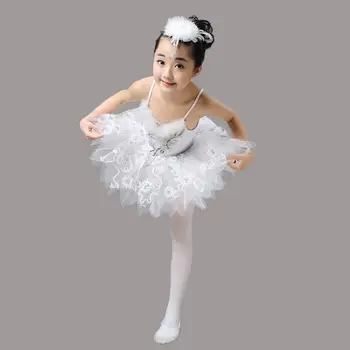 Dječja odjeća novu haljinu dječje odjeće mali labud balet cvijet show krzneni djevojka prerušiti + frizura + čarape od tri dijela