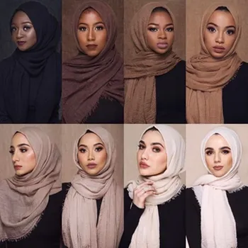 Zgužvanu hidžab zgužvanu šal balon pamuk viskoza šal naborana običan šal muslimanska glava hidžab, marama marama 10 kom./lot